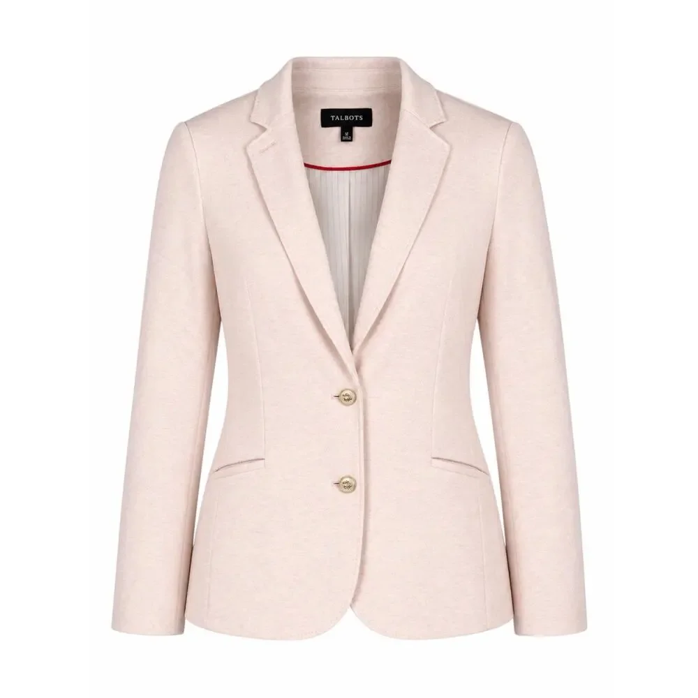 Talbots Easy Knit 2 Buttons Cotton Blend Blazer Jacket Light Pink Size 16